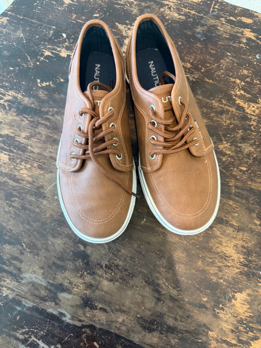 Nautica Boys Tan/Brown Canvas Boat Shoes
